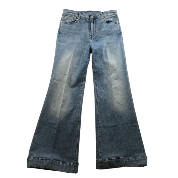 7 For All Mankind Womens Jeans Size 29 Flare Leg Blue Denim Light Wash Casual - Picture 1 of 16